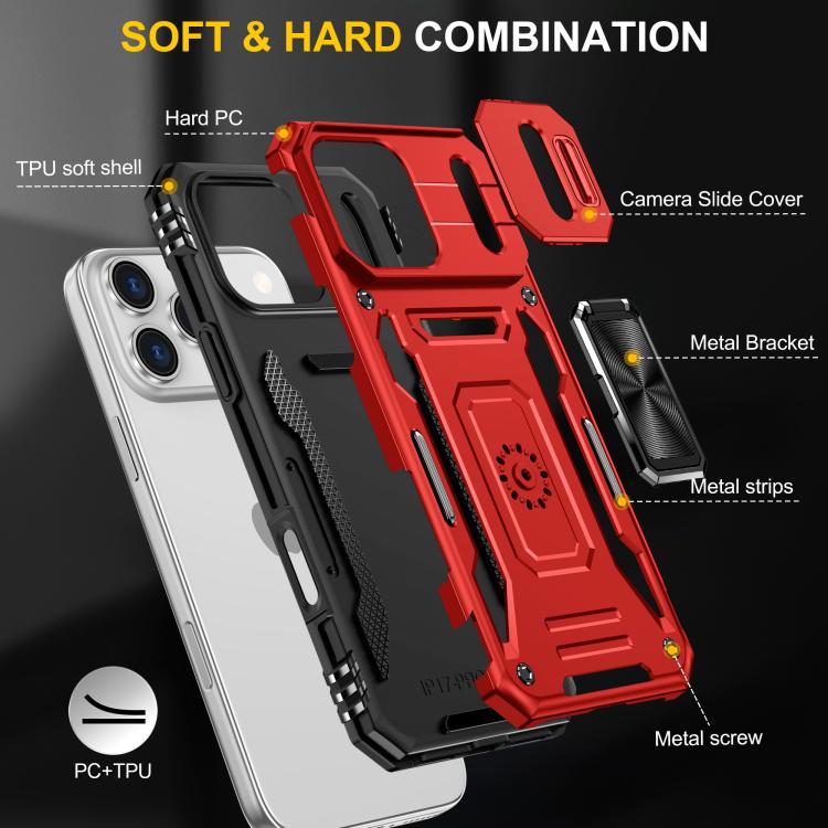 For iPhone 17 Pro Armor PC + TPU Camera Shield Phone Case