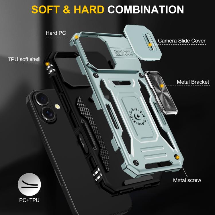 For iPhone 17 Armor PC + TPU Camera Shield Phone Case