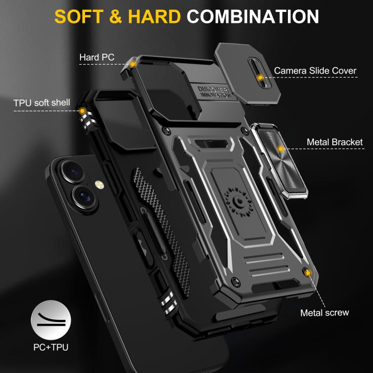 For iPhone 17 Armor PC + TPU Camera Shield Phone Case