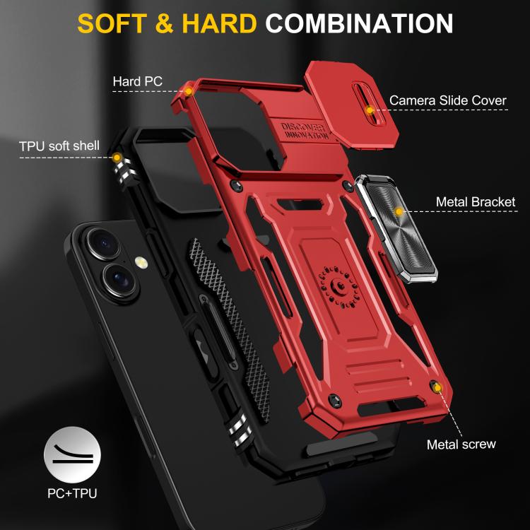 For iPhone 17 Armor PC + TPU Camera Shield Phone Case