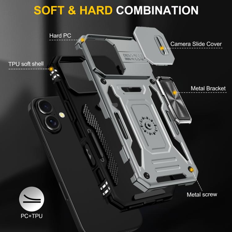 For iPhone 17 Armor PC + TPU Camera Shield Phone Case