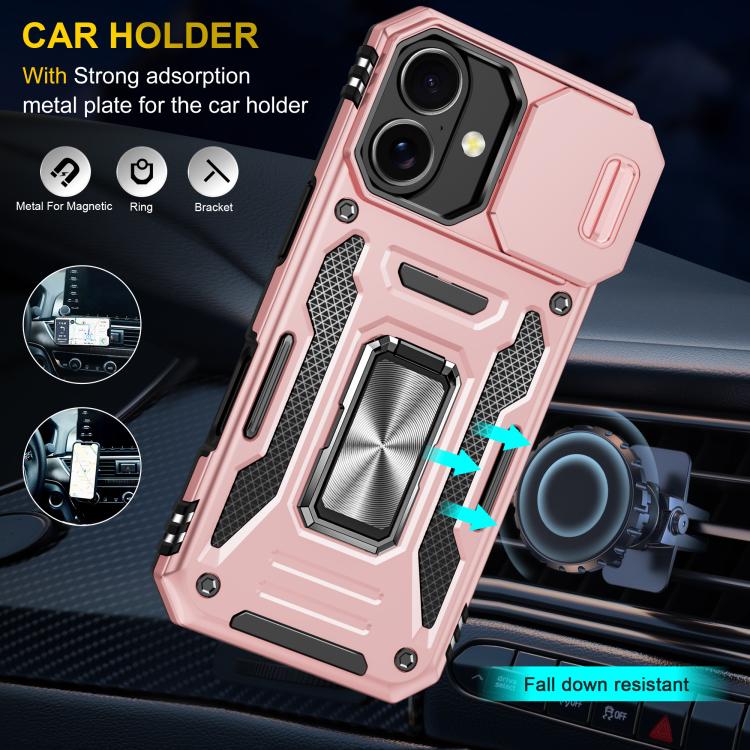 For iPhone 17 Armor PC + TPU Camera Shield Phone Case