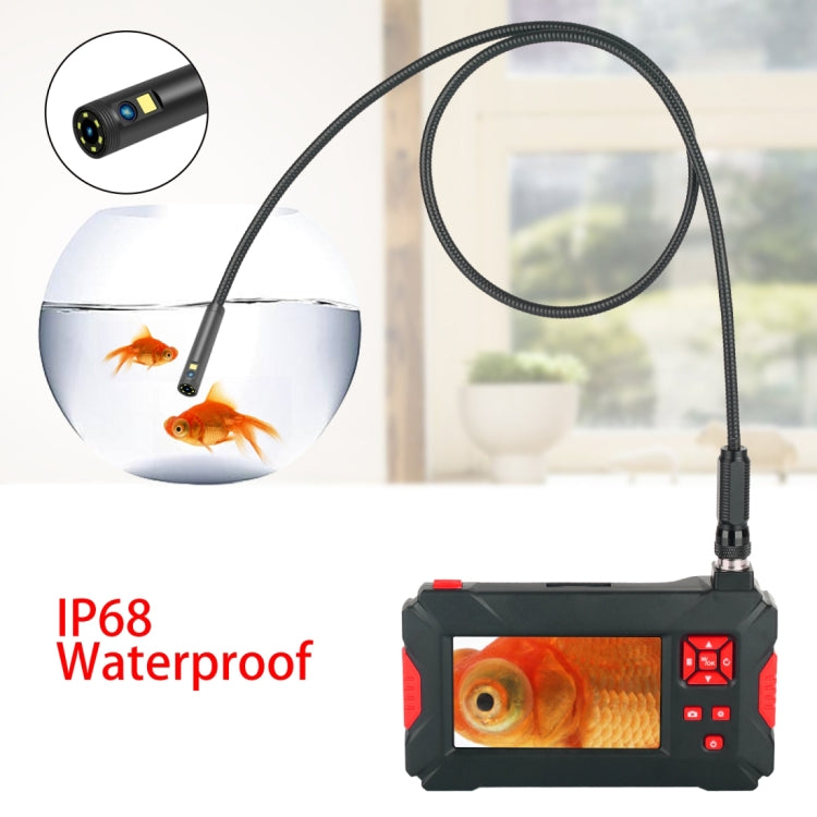 P30 5.5mm 1080P IP68 Waterproof 4.3 inch Screen Dual Camera Digital Endoscope, Length:1m Snake Tube(Black)