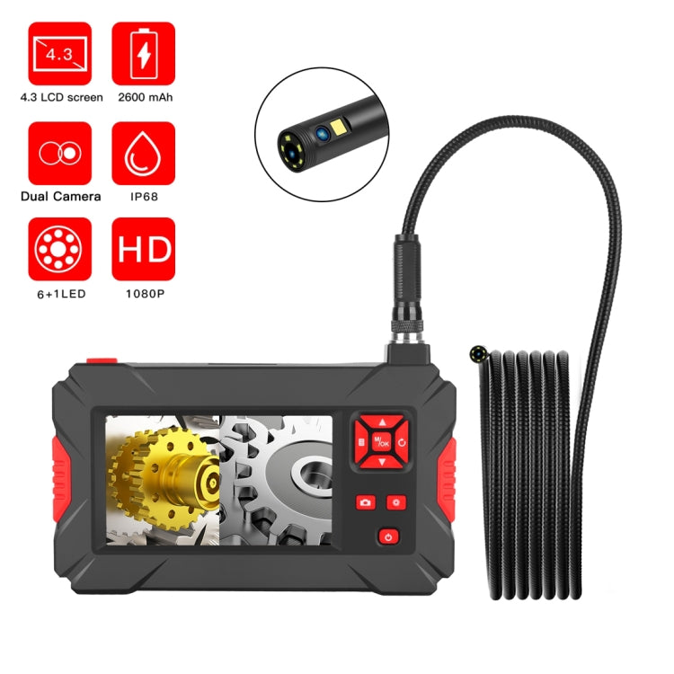 P30 5.5mm 1080P IP68 Waterproof 4.3 inch Screen Dual Camera Digital Endoscope, Length:3m Snake Tube(Black)