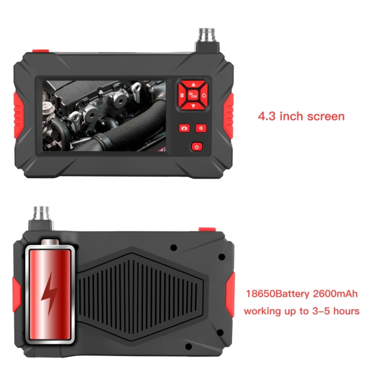 P30 5.5mm 1080P IP68 Waterproof 4.3 inch Screen Dual Camera Digital Endoscope, Length:5m Hard Cable(Black)
