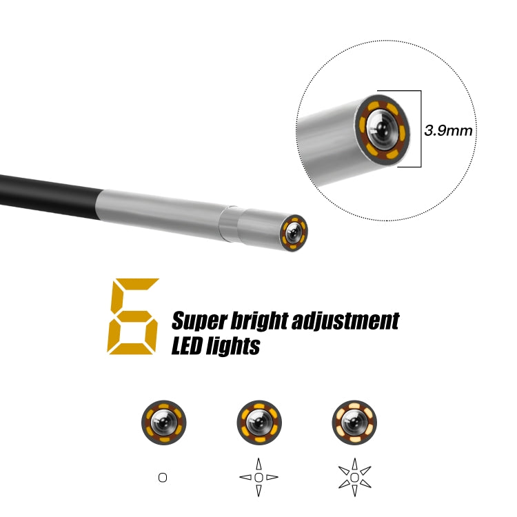 P30 3.9mm 1080P IP68 Waterproof 4.3 inch Screen Dual Camera Digital Endoscope, Length:5m Hard Cable(Black)