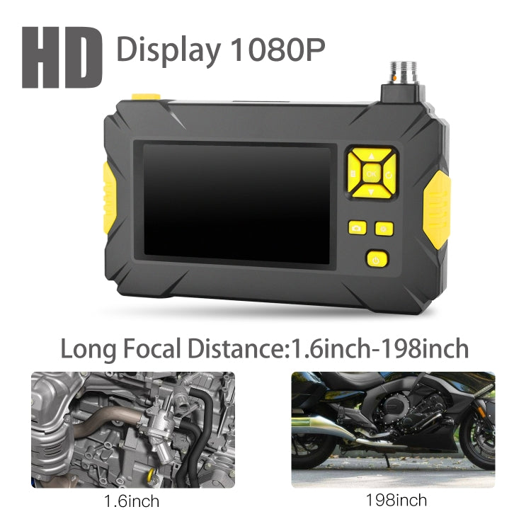 P30 3.9mm 1080P IP68 Waterproof 4.3 inch Screen Dual Camera Digital Endoscope, Length:5m Hard Cable(Black)