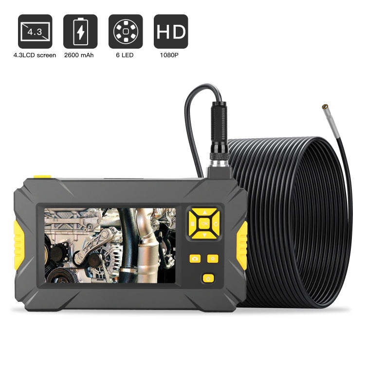 P30 3.9mm 1080P IP68 Waterproof 4.3 inch Screen Dual Camera Digital Endoscope, Length:10m Hard Cable(Black)
