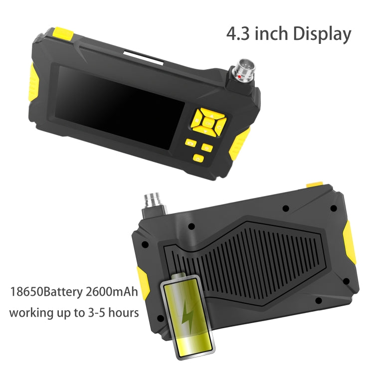 P30 3.9mm 1080P IP68 Waterproof 4.3 inch Screen Dual Camera Digital Endoscope, Length:10m Hard Cable(Black)