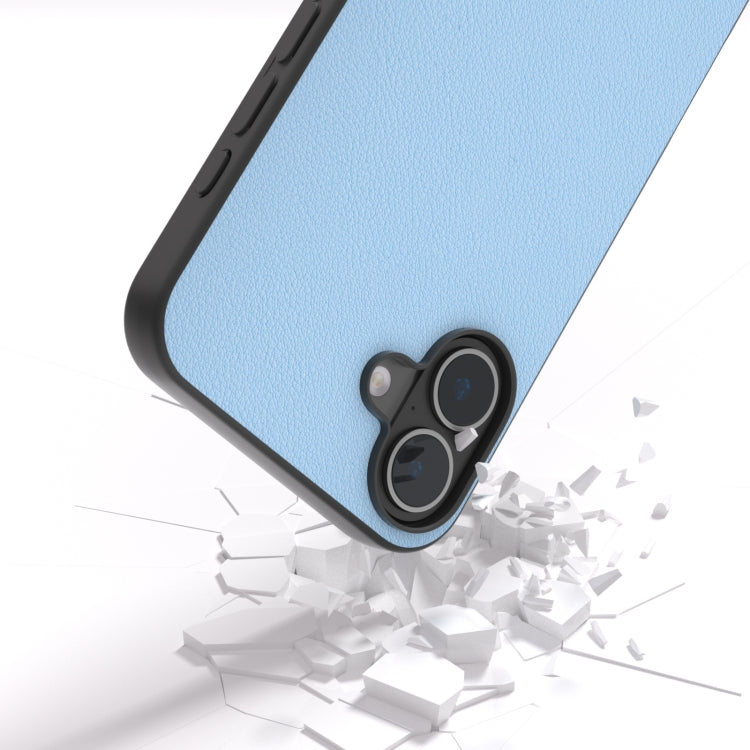 For iPhone 16 ABEEL Genuine Leather Wave Black Edge Phone Case