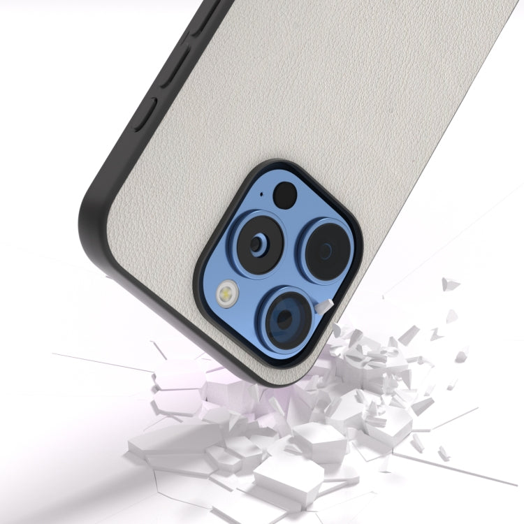 For iPhone 16 Pro Max ABEEL Genuine Leather Wave Black Edge Phone Case