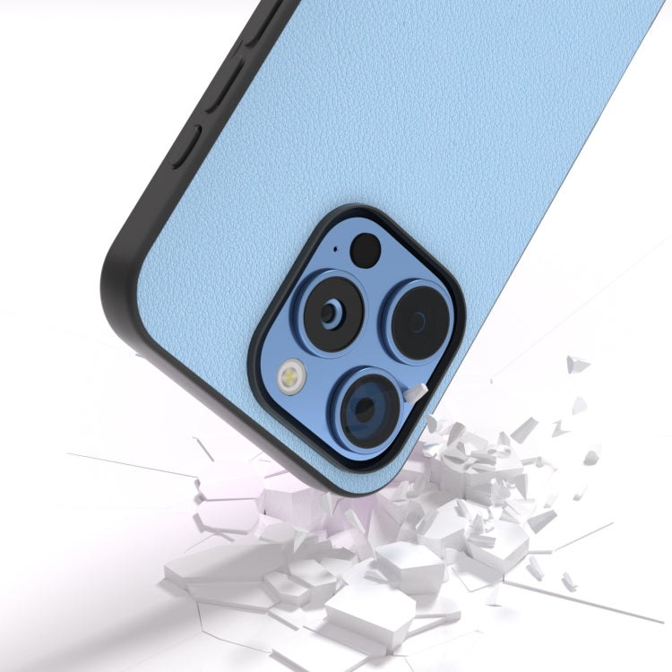 For iPhone 16 Pro ABEEL Genuine Leather Wave Black Edge Phone Case