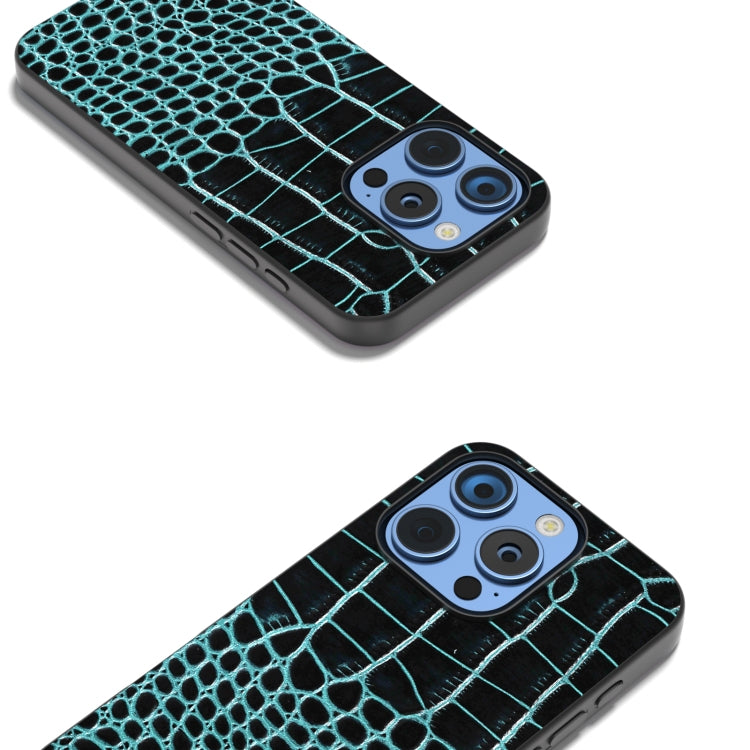 For iPhone 16 Pro Max ABEEL Genuine Leather Crocodile Pattern Black Edge Phone Case