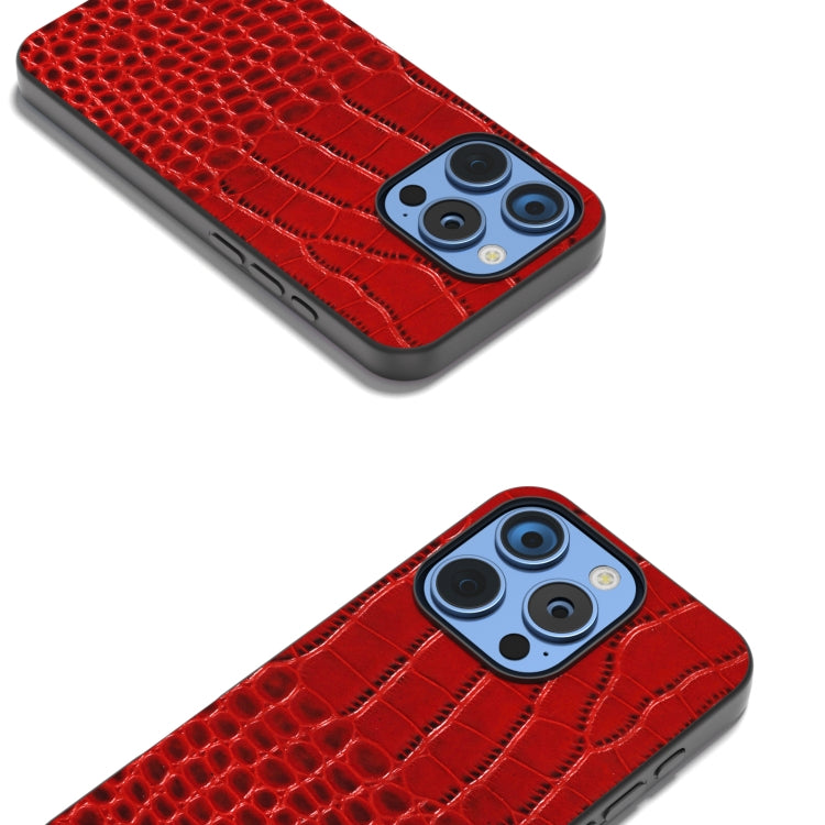 For iPhone 16 Pro Max ABEEL Genuine Leather Crocodile Pattern Black Edge Phone Case