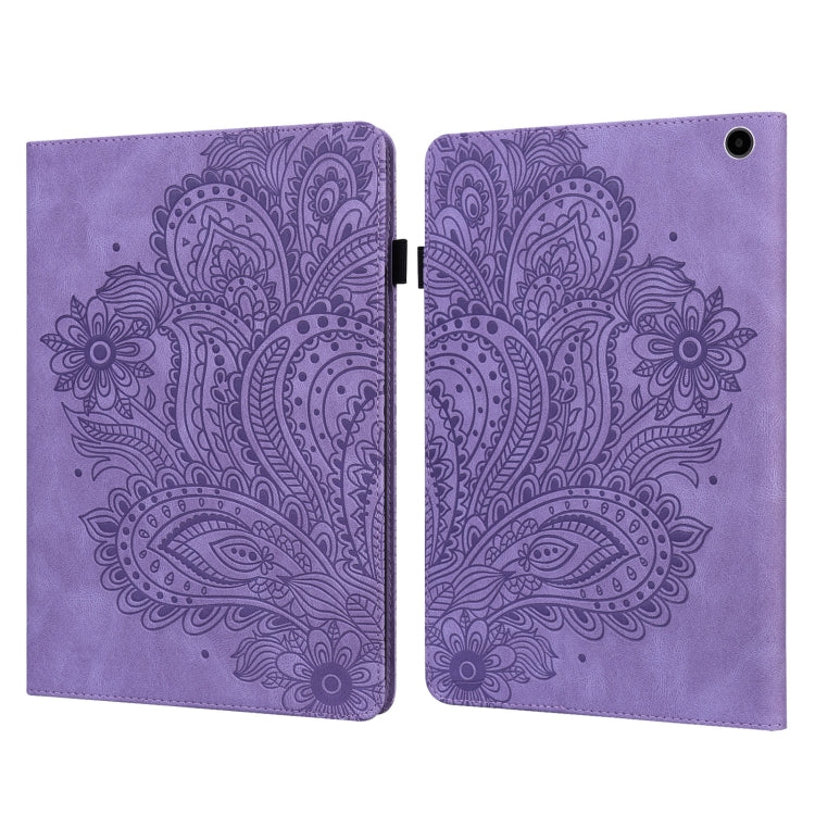 For Amazon Fire Max 11 Peacock Embossed Pattern Leather Tablet Case