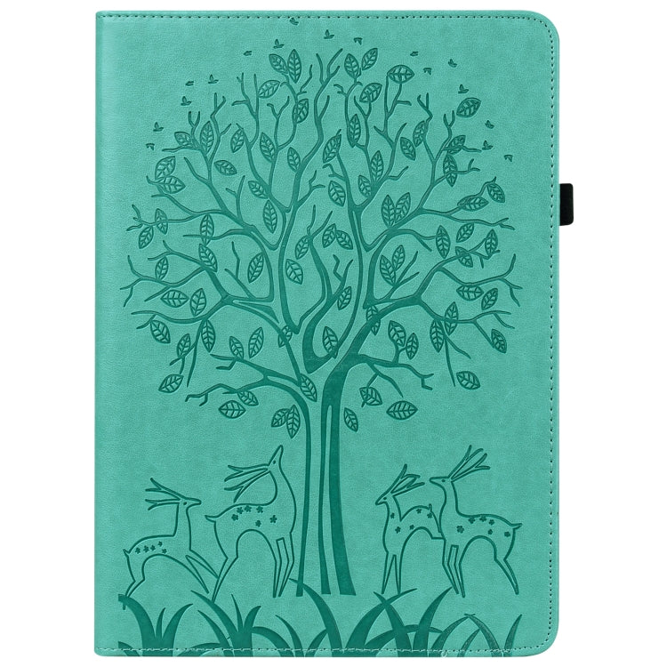 For Amazon Fire Max 11 Tree & Deer Embossed Leather Tablet Case