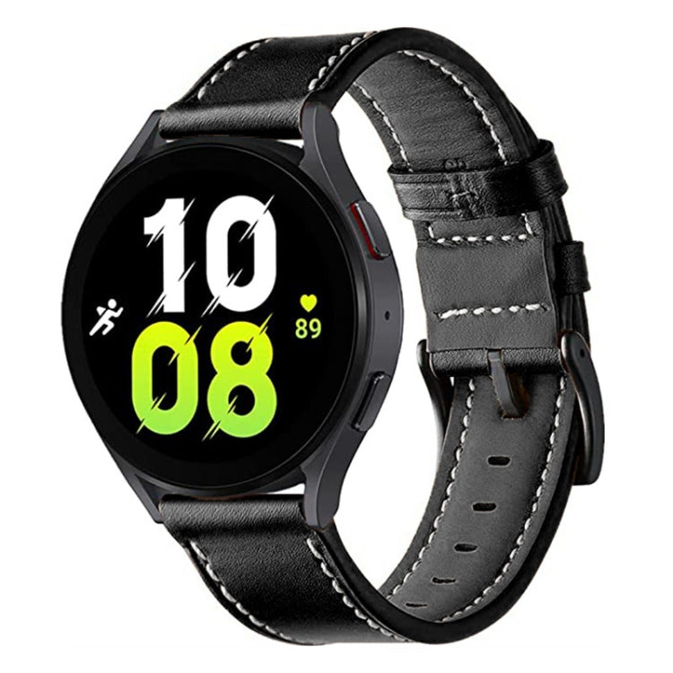 For Garmin Venu / SQ / SQ2 / Venu 2 Plus Stitching Black Buckle Genuine Leather Watch Band