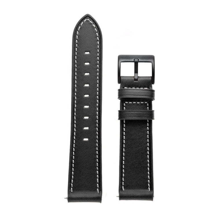 For Garmin Venu / SQ / SQ2 / Venu 2 Plus Stitching Black Buckle Genuine Leather Watch Band