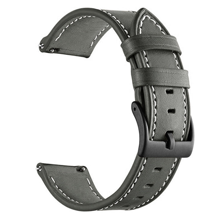 For Garmin Venu / SQ / SQ2 / Venu 2 Plus Stitching Black Buckle Genuine Leather Watch Band