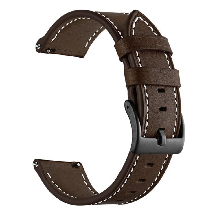For Garmin Venu / SQ / SQ2 / Venu 2 Plus Stitching Black Buckle Genuine Leather Watch Band