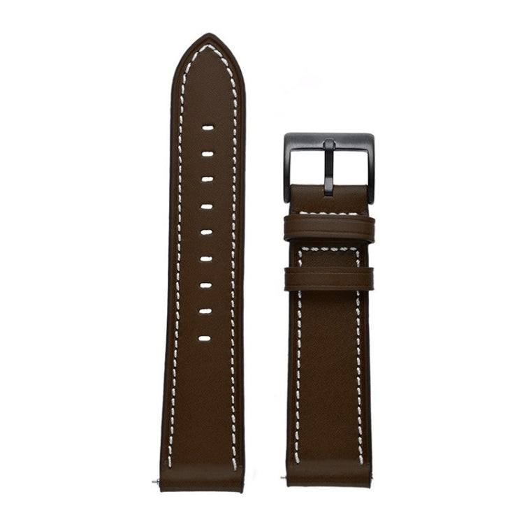 For Garmin Venu / SQ / SQ2 / Venu 2 Plus Stitching Black Buckle Genuine Leather Watch Band