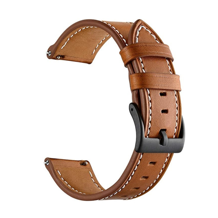 For Garmin Venu / SQ / SQ2 / Venu 2 Plus Stitching Black Buckle Genuine Leather Watch Band