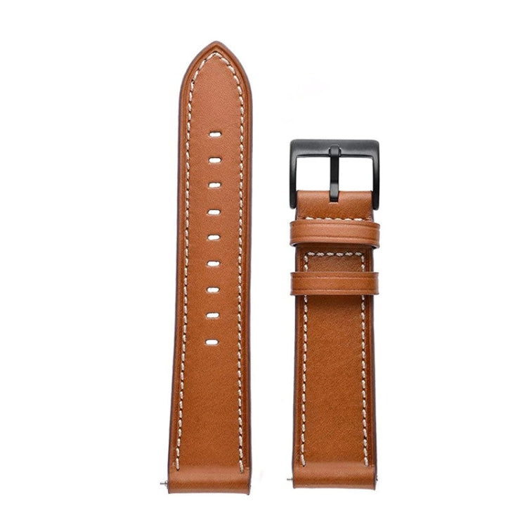 For Garmin Venu / SQ / SQ2 / Venu 2 Plus Stitching Black Buckle Genuine Leather Watch Band
