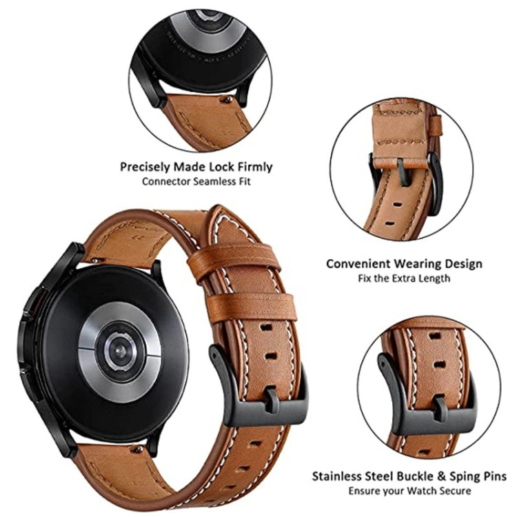 For Garmin Venu / SQ / SQ2 / Venu 2 Plus Stitching Black Buckle Genuine Leather Watch Band