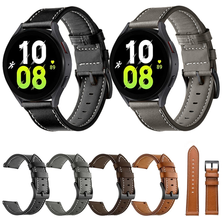 For Garmin Venu / SQ / SQ2 / Venu 2 Plus Stitching Black Buckle Genuine Leather Watch Band