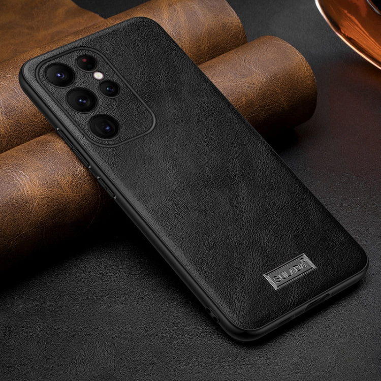 For Samsung Galaxy S25 Ultra 5G SULADA Shockproof TPU Hybrid Handmade Leather Phone Case