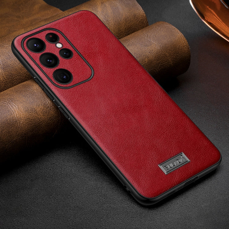 For Samsung Galaxy S25 Ultra 5G SULADA Shockproof TPU Hybrid Handmade Leather Phone Case