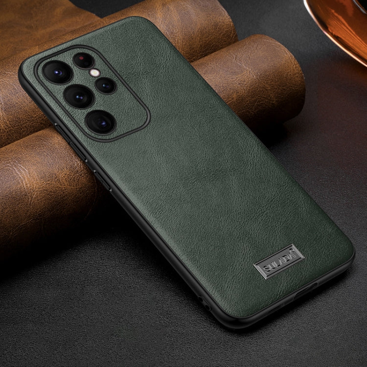 For Samsung Galaxy S25 Ultra 5G SULADA Shockproof TPU Hybrid Handmade Leather Phone Case