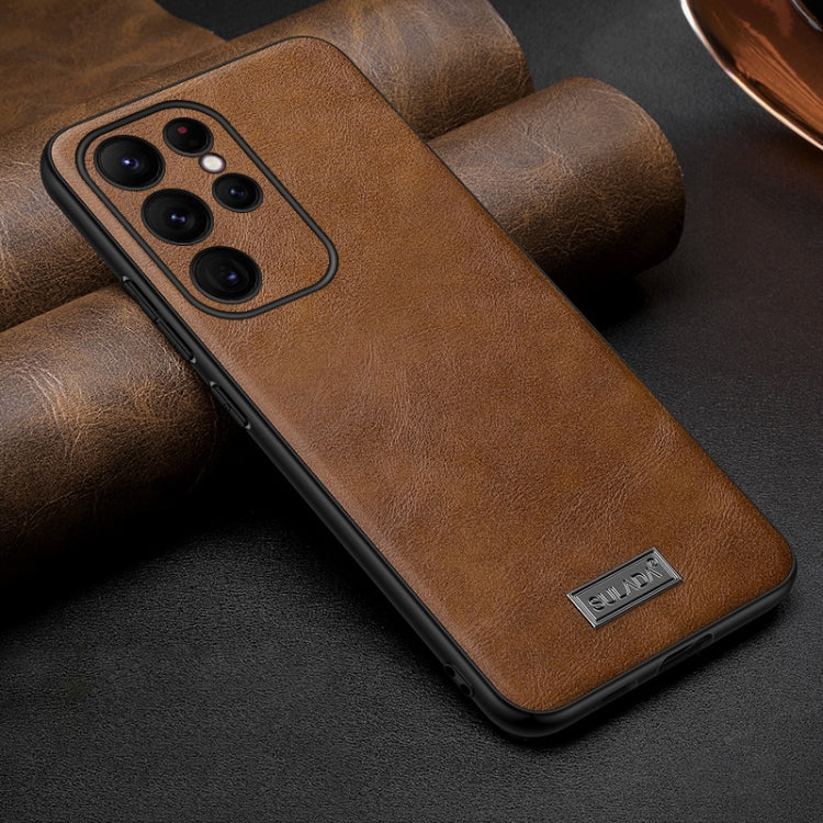 For Samsung Galaxy S25 Ultra 5G SULADA Shockproof TPU Hybrid Handmade Leather Phone Case