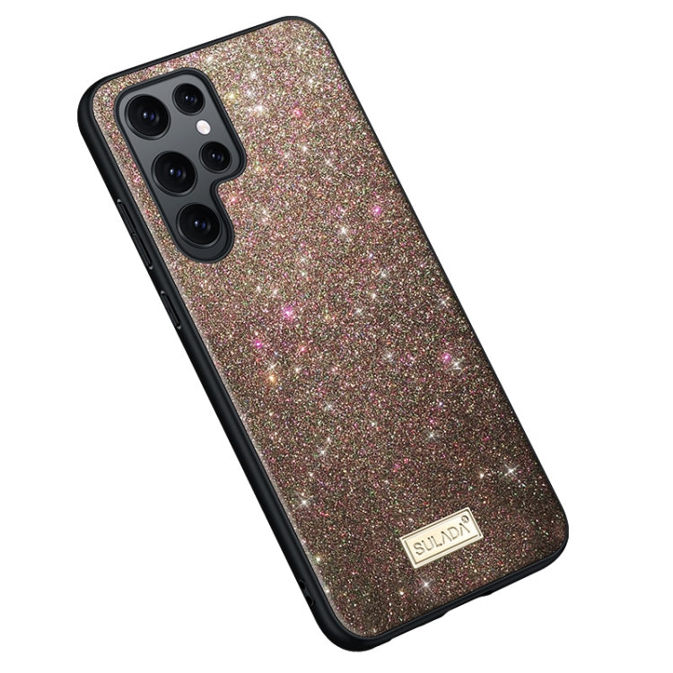 For Samsung Galaxy S25 Ultra 5G SULADA Glittery TPU Hybrid Handmade Leather Phone Case