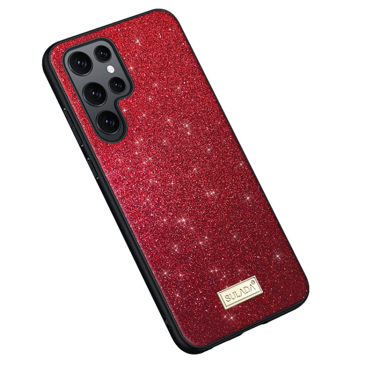 For Samsung Galaxy S25 Ultra 5G SULADA Glittery TPU Hybrid Handmade Leather Phone Case