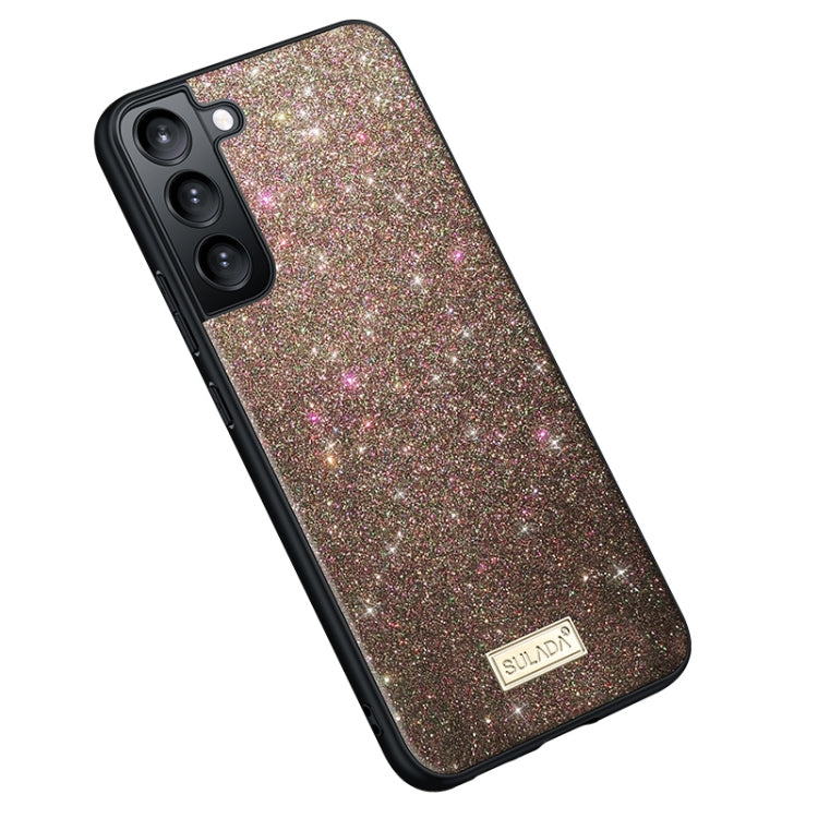 For Samsung Galaxy S25 5G SULADA Glittery TPU Hybrid Handmade Leather Phone Case