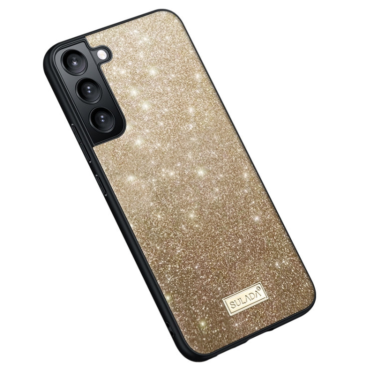 For Samsung Galaxy S25 5G SULADA Glittery TPU Hybrid Handmade Leather Phone Case