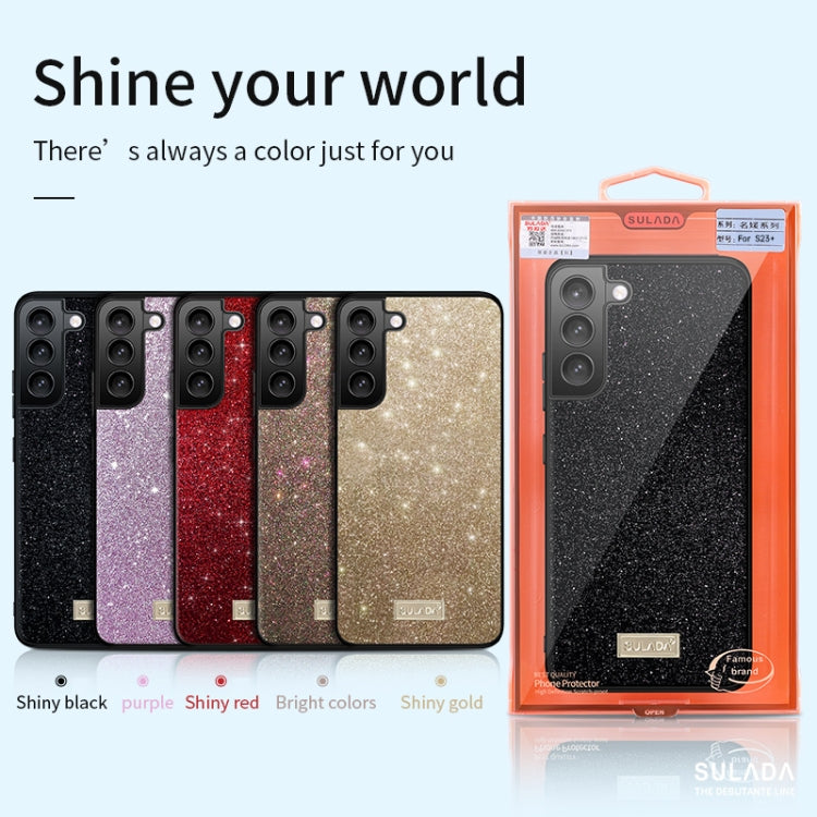 For Samsung Galaxy S25 5G SULADA Glittery TPU Hybrid Handmade Leather Phone Case