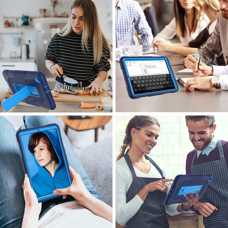 For Samsung Galaxy A 8.4 T307 Contrast Color Robot B2 Silicone Hybrid PC Tablet Case with Holder