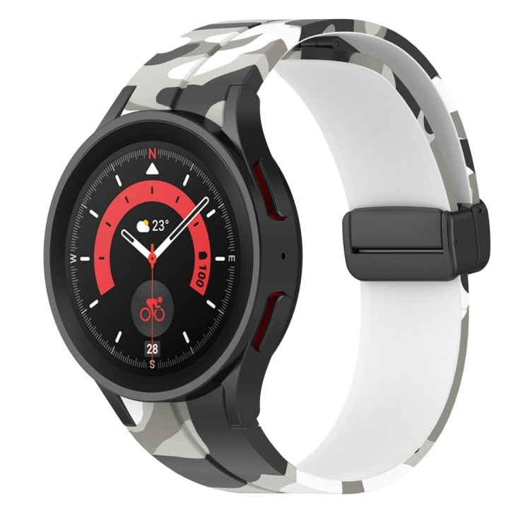 For Samsung Galaxy Watch5 / 5 Pro / Watch 4 / 4 Classic Magnetic Clasp Camouflage Silicone Watch Band