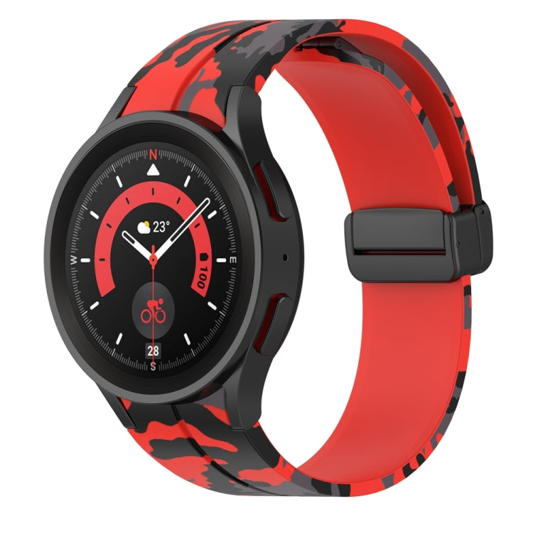 For Samsung Galaxy Watch5 / 5 Pro / Watch 4 / 4 Classic Magnetic Clasp Camouflage Silicone Watch Band