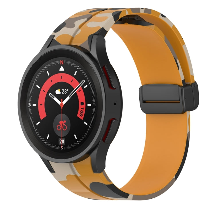 For Samsung Galaxy Watch5 / 5 Pro / Watch 4 / 4 Classic Magnetic Clasp Camouflage Silicone Watch Band