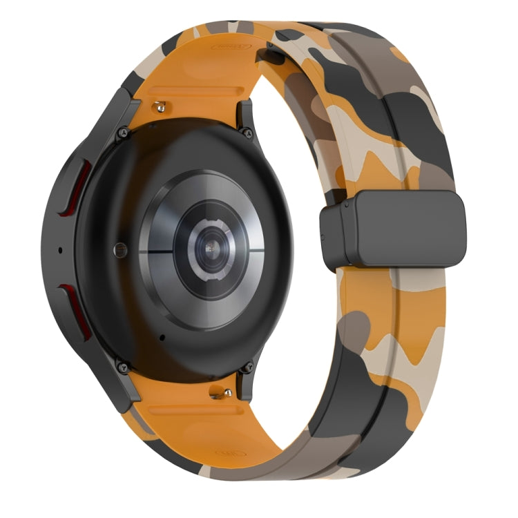 For Samsung Galaxy Watch5 / 5 Pro / Watch 4 / 4 Classic Magnetic Clasp Camouflage Silicone Watch Band