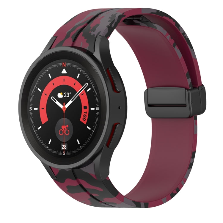 For Samsung Galaxy Watch5 / 5 Pro / Watch 4 / 4 Classic Magnetic Clasp Camouflage Silicone Watch Band