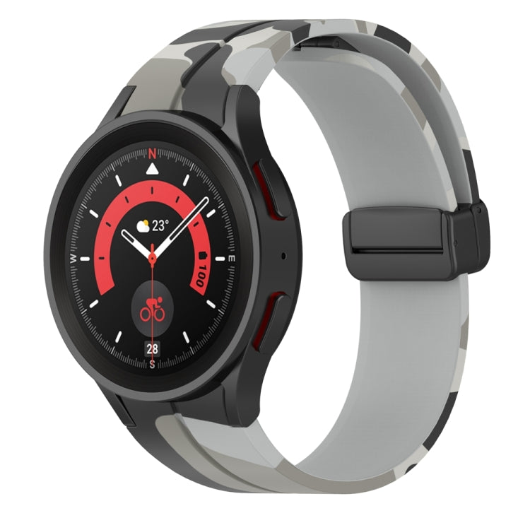 For Samsung Galaxy Watch5 / 5 Pro / Watch 4 / 4 Classic Magnetic Clasp Camouflage Silicone Watch Band