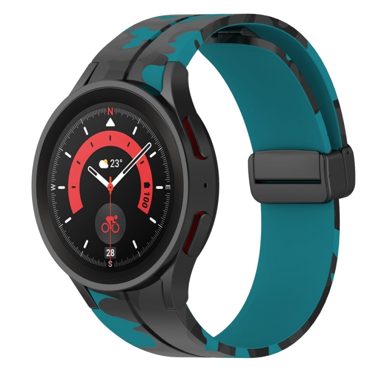 For Samsung Galaxy Watch5 / 5 Pro / Watch 4 / 4 Classic Magnetic Clasp Camouflage Silicone Watch Band
