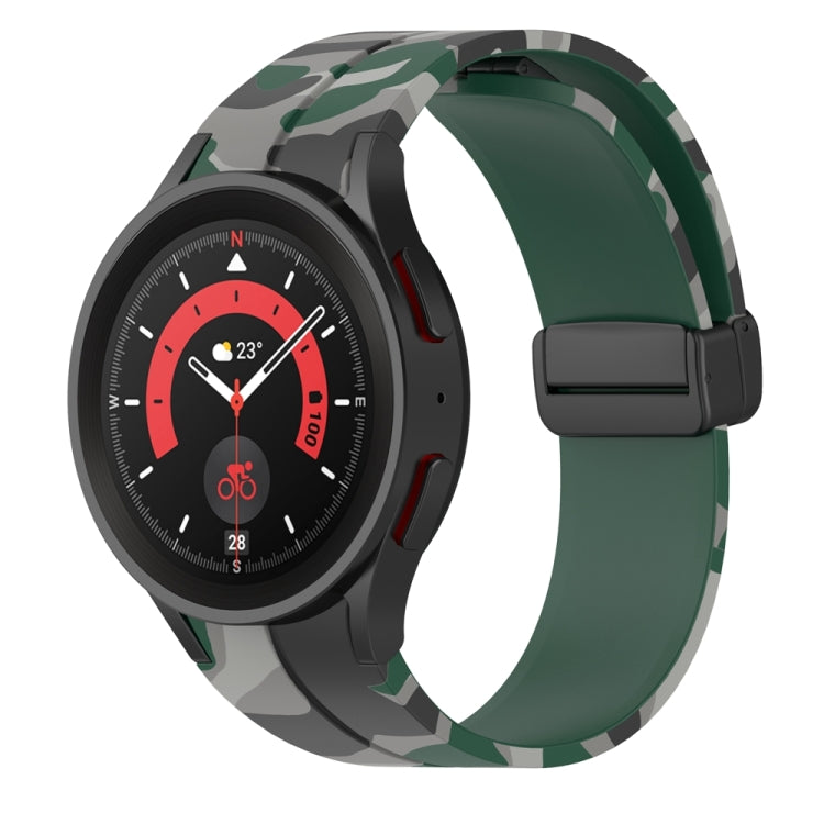 For Samsung Galaxy Watch5 / 5 Pro / Watch 4 / 4 Classic Magnetic Clasp Camouflage Silicone Watch Band