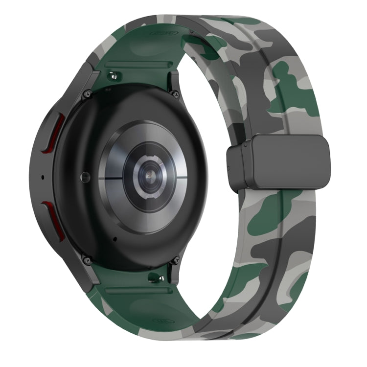 For Samsung Galaxy Watch5 / 5 Pro / Watch 4 / 4 Classic Magnetic Clasp Camouflage Silicone Watch Band