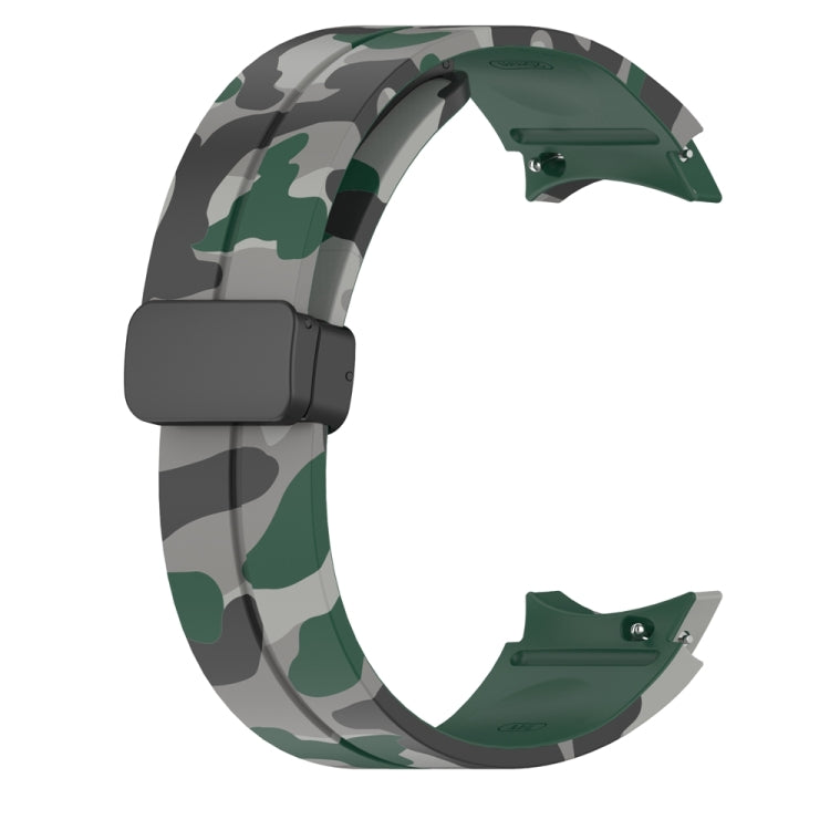 For Samsung Galaxy Watch5 / 5 Pro / Watch 4 / 4 Classic Magnetic Clasp Camouflage Silicone Watch Band
