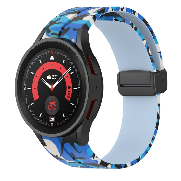 For Samsung Galaxy Watch5 / 5 Pro / Watch 4 / 4 Classic Magnetic Clasp Camouflage Silicone Watch Band